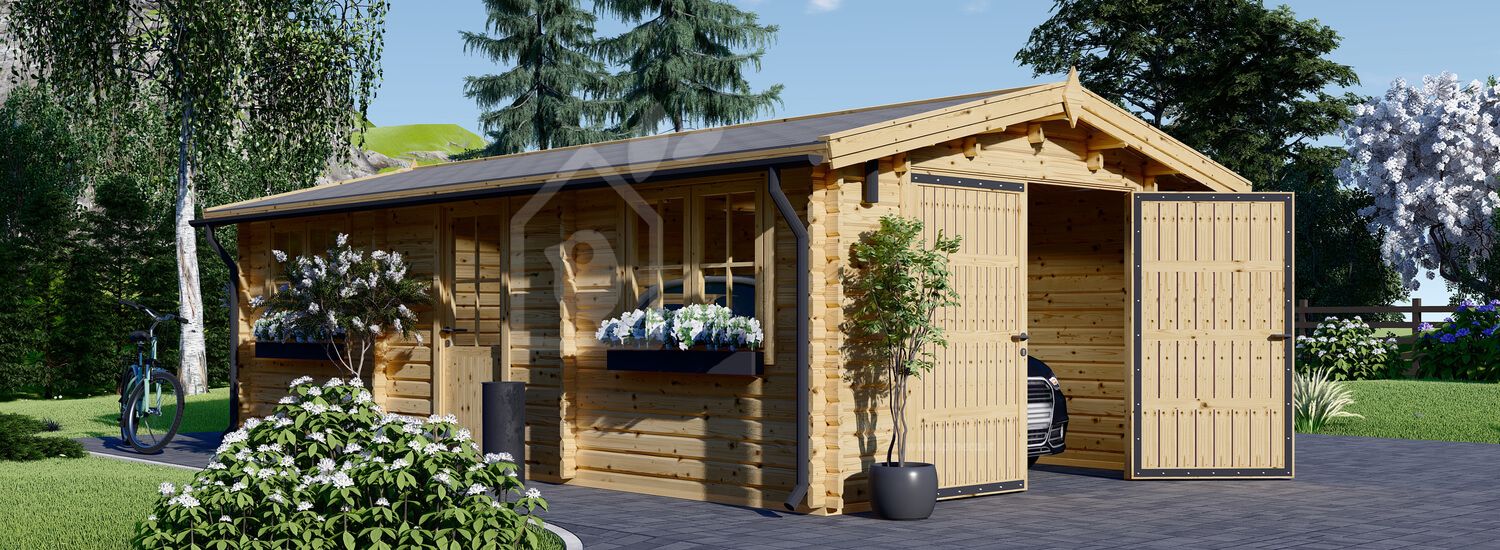 Garage en bois CLASSIC (44 mm), 4x6 m, 24 m²
