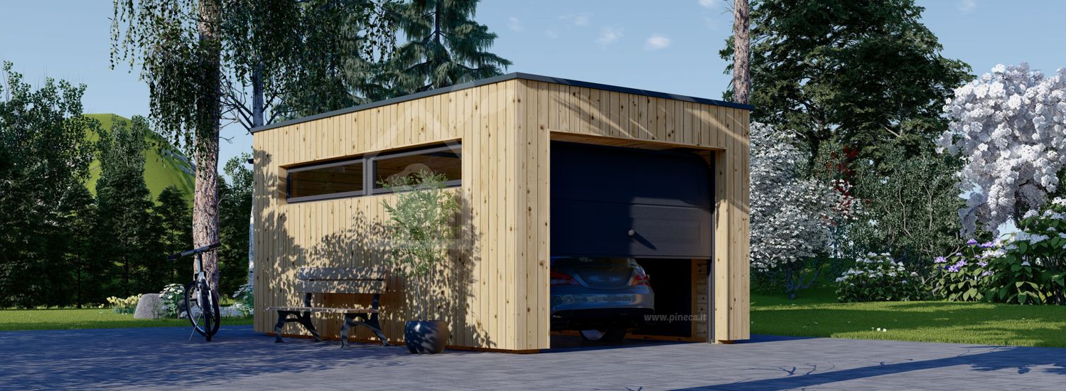Garage in legno SILVIA F (34 mm + rivestimento), 3.4x5.4 m, 20 m² visualization 1